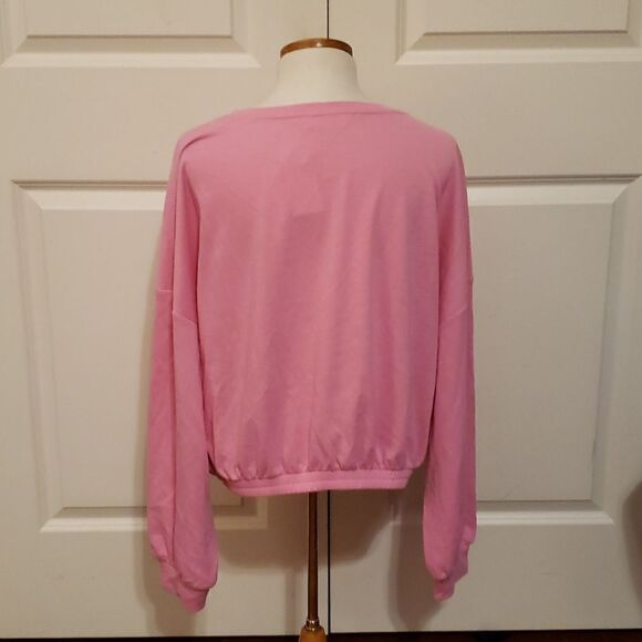 Elodie Womens Crew Neck Long Sleeve Pullover Sweatshirt Pink Size XL NWT - Picture 2 of 4